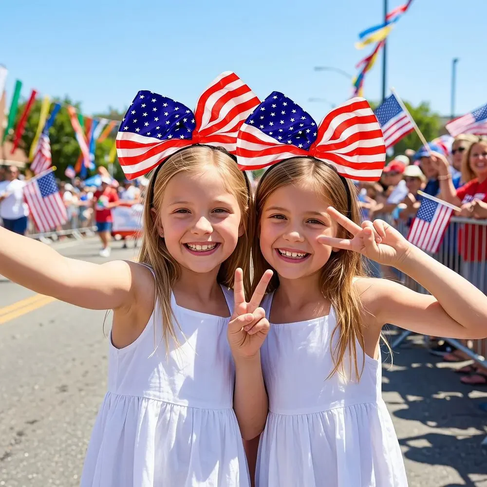 3Pcs 4th of July USA Flag Headbands for Adults & Kids